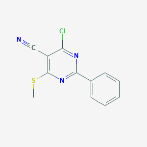 molecular formula C12H8ClN3S B037722 4-Chloro-6-(methylthio)-2-phenylpyrimidine-5-carbonitrile CAS No. 118996-61-5