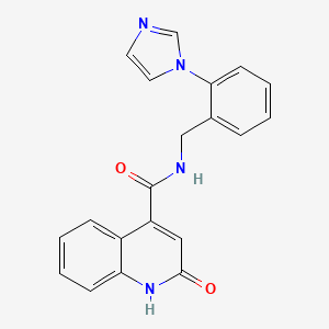 molecular formula C20H16N4O2 B3772216 N-[2-(1H-imidazol-1-yl)benzyl]-2-oxo-1,2-dihydroquinoline-4-carboxamide 
