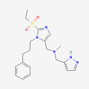 molecular formula C20H27N5O2S B3772325 N-[[2-ethylsulfonyl-3-(3-phenylpropyl)imidazol-4-yl]methyl]-N-methyl-1-(1H-pyrazol-5-yl)methanamine 