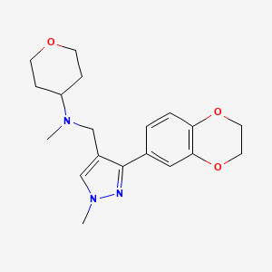 molecular formula C19H25N3O3 B3772334 N-{[3-(2,3-dihydro-1,4-benzodioxin-6-yl)-1-methyl-1H-pyrazol-4-yl]methyl}-N-methyltetrahydro-2H-pyran-4-amine 