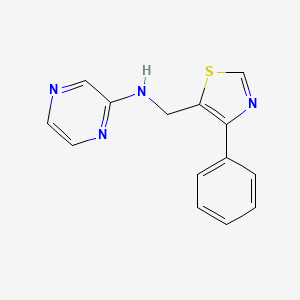 molecular formula C14H12N4S B3772409 N-[(4-phenyl-1,3-thiazol-5-yl)methyl]pyrazin-2-amine 