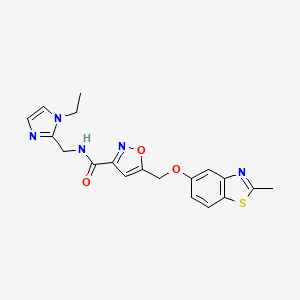 molecular formula C19H19N5O3S B3772410 N-[(1-ethyl-1H-imidazol-2-yl)methyl]-5-{[(2-methyl-1,3-benzothiazol-5-yl)oxy]methyl}-3-isoxazolecarboxamide 