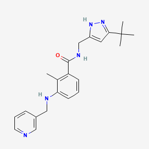molecular formula C22H27N5O B3772507 N-[(5-tert-butyl-1H-pyrazol-3-yl)methyl]-2-methyl-3-[(pyridin-3-ylmethyl)amino]benzamide 