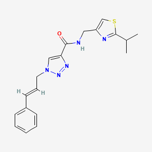 molecular formula C19H21N5OS B3772523 N-[(2-isopropyl-1,3-thiazol-4-yl)methyl]-1-[(2E)-3-phenyl-2-propen-1-yl]-1H-1,2,3-triazole-4-carboxamide 