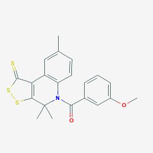 molecular formula C21H19NO2S3 B377261 5-(3-methoxybenzoyl)-4,4,8-trimethyl-4,5-dihydro-1H-[1,2]dithiolo[3,4-c]quinoline-1-thione CAS No. 301655-57-2