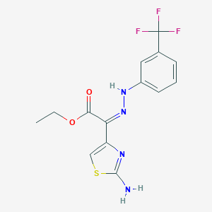 molecular formula C14H13F3N4O2S B377264 ethyl (2-amino-1,3-thiazol-4-yl){[3-(trifluoromethyl)phenyl]hydrazono}acetate 