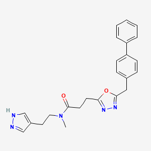 molecular formula C24H25N5O2 B3772697 N-methyl-3-[5-[(4-phenylphenyl)methyl]-1,3,4-oxadiazol-2-yl]-N-[2-(1H-pyrazol-4-yl)ethyl]propanamide 