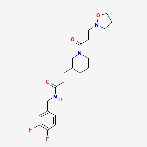 molecular formula C21H29F2N3O3 B3772733 N-(3,4-difluorobenzyl)-3-{1-[3-(2-isoxazolidinyl)propanoyl]-3-piperidinyl}propanamide 