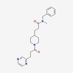 molecular formula C23H30N4O2 B3772875 N-benzyl-N-methyl-3-{1-[3-(2-pyrazinyl)propanoyl]-4-piperidinyl}propanamide 