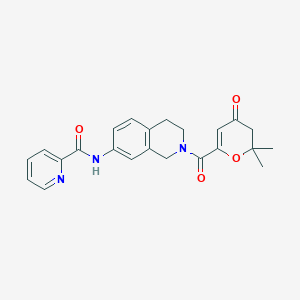 molecular formula C23H23N3O4 B3772916 N-{2-[(2,2-dimethyl-4-oxo-3,4-dihydro-2H-pyran-6-yl)carbonyl]-1,2,3,4-tetrahydro-7-isoquinolinyl}-2-pyridinecarboxamide 