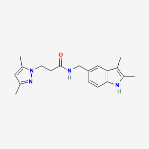 molecular formula C19H24N4O B3772927 N-[(2,3-dimethyl-1H-indol-5-yl)methyl]-3-(3,5-dimethyl-1H-pyrazol-1-yl)propanamide 