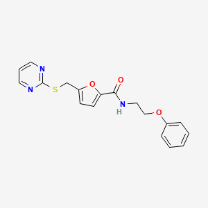 molecular formula C18H17N3O3S B3772948 N-(2-phenoxyethyl)-5-[(pyrimidin-2-ylthio)methyl]-2-furamide 