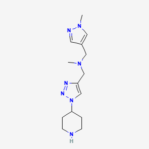 molecular formula C14H23N7 B3773107 N-methyl-1-(1-methyl-1H-pyrazol-4-yl)-N-[(1-piperidin-4-yl-1H-1,2,3-triazol-4-yl)methyl]methanamine 