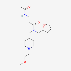 molecular formula C19H35N3O4 B3773114 N~3~-acetyl-N~1~-{[1-(2-methoxyethyl)-4-piperidinyl]methyl}-N~1~-(tetrahydro-2-furanylmethyl)-beta-alaninamide 