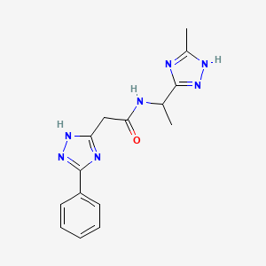 molecular formula C15H17N7O B3773163 N-[1-(5-methyl-1H-1,2,4-triazol-3-yl)ethyl]-2-(3-phenyl-1H-1,2,4-triazol-5-yl)acetamide 