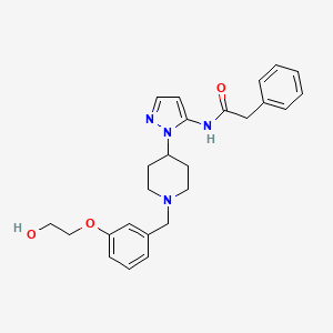 molecular formula C25H30N4O3 B3773196 N-[2-[1-[[3-(2-hydroxyethoxy)phenyl]methyl]piperidin-4-yl]pyrazol-3-yl]-2-phenylacetamide 