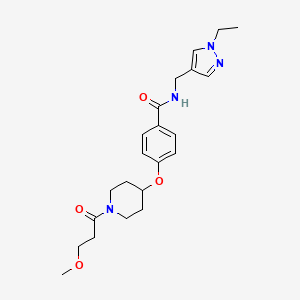 molecular formula C22H30N4O4 B3773255 N-[(1-ethyl-1H-pyrazol-4-yl)methyl]-4-{[1-(3-methoxypropanoyl)-4-piperidinyl]oxy}benzamide 