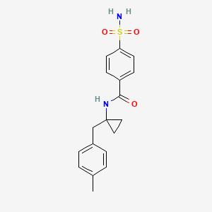 molecular formula C18H20N2O3S B3773270 N-[1-[(4-methylphenyl)methyl]cyclopropyl]-4-sulfamoylbenzamide 