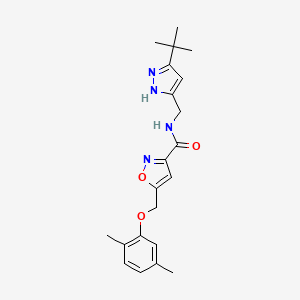 molecular formula C21H26N4O3 B3773353 N-[(3-tert-butyl-1H-pyrazol-5-yl)methyl]-5-[(2,5-dimethylphenoxy)methyl]-1,2-oxazole-3-carboxamide 