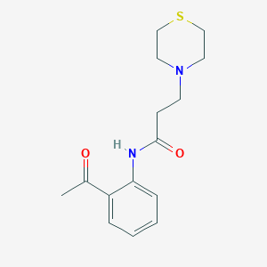 molecular formula C15H20N2O2S B3773396 N-(2-acetylphenyl)-3-thiomorpholin-4-ylpropanamide 