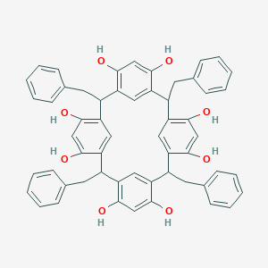 molecular formula C56H48O8 B037734 2,8,14,20-Tetrabenzylpentacyclo[19.3.1.13,7.19,13.115,19]octacosa-1(25),3(28),4,6,9(27),10,12,15,17,19(26),21,23-dodecaene-4,6,10,12,16,18,22,24-octol CAS No. 118629-61-1