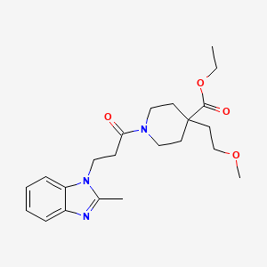 molecular formula C22H31N3O4 B3773443 ethyl 4-(2-methoxyethyl)-1-[3-(2-methyl-1H-benzimidazol-1-yl)propanoyl]-4-piperidinecarboxylate 