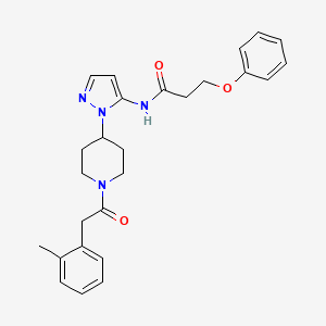 molecular formula C26H30N4O3 B3773522 N-(1-{1-[(2-methylphenyl)acetyl]-4-piperidinyl}-1H-pyrazol-5-yl)-3-phenoxypropanamide 