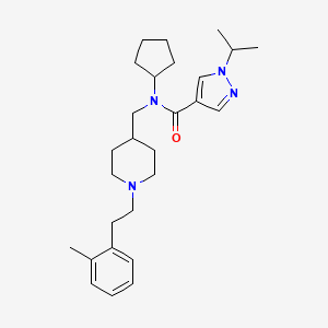 molecular formula C27H40N4O B3773604 N-cyclopentyl-1-isopropyl-N-({1-[2-(2-methylphenyl)ethyl]-4-piperidinyl}methyl)-1H-pyrazole-4-carboxamide 
