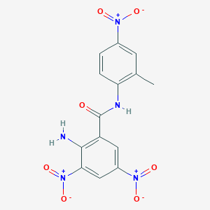 molecular formula C14H11N5O7 B377369 2-amino-3,5-bisnitro-N-{4-nitro-2-methylphenyl}benzamide 