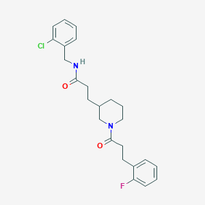 molecular formula C24H28ClFN2O2 B3773730 N-(2-chlorobenzyl)-3-{1-[3-(2-fluorophenyl)propanoyl]-3-piperidinyl}propanamide 