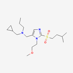 molecular formula C19H35N3O3S B3773777 N-(cyclopropylmethyl)-N-[[3-(2-methoxyethyl)-2-(3-methylbutylsulfonyl)imidazol-4-yl]methyl]propan-1-amine 