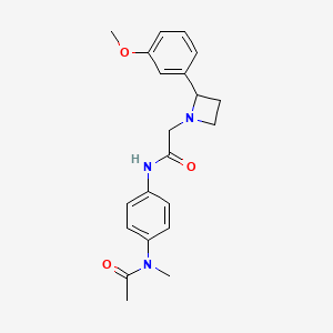 molecular formula C21H25N3O3 B3773781 N-{4-[acetyl(methyl)amino]phenyl}-2-[2-(3-methoxyphenyl)azetidin-1-yl]acetamide 