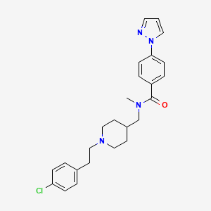 molecular formula C25H29ClN4O B3773917 N-[[1-[2-(4-chlorophenyl)ethyl]piperidin-4-yl]methyl]-N-methyl-4-pyrazol-1-ylbenzamide 