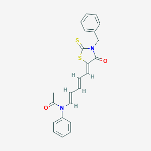 molecular formula C23H20N2O2S2 B377397 N-[5-(3-benzyl-4-oxo-2-thioxo-1,3-thiazolidin-5-ylidene)-1,3-pentadienyl]-N-phenylacetamide 