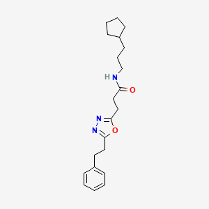 molecular formula C21H29N3O2 B3774177 N-(3-cyclopentylpropyl)-3-[5-(2-phenylethyl)-1,3,4-oxadiazol-2-yl]propanamide 