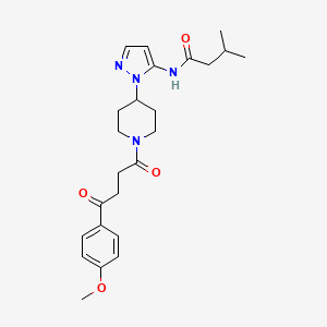 molecular formula C24H32N4O4 B3774229 N-(1-{1-[4-(4-methoxyphenyl)-4-oxobutanoyl]-4-piperidinyl}-1H-pyrazol-5-yl)-3-methylbutanamide 