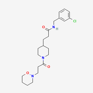 molecular formula C22H32ClN3O3 B3774246 N-[(3-chlorophenyl)methyl]-3-[1-[3-(oxazinan-2-yl)propanoyl]piperidin-4-yl]propanamide 