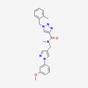molecular formula C23H24N6O2 B3774381 N-{[1-(3-methoxyphenyl)-1H-pyrazol-4-yl]methyl}-N-methyl-1-(2-methylbenzyl)-1H-1,2,3-triazole-4-carboxamide 