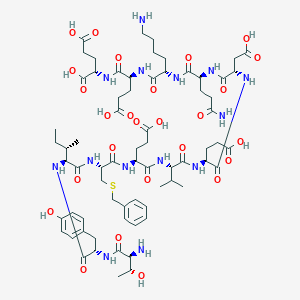 molecular formula C69H102N14O26S B037744 [Cys(Bzl)84] CD (81-92) CAS No. 123380-68-7