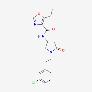 molecular formula C18H20ClN3O3 B3774406 N-{1-[2-(3-chlorophenyl)ethyl]-5-oxo-3-pyrrolidinyl}-5-ethyl-1,3-oxazole-4-carboxamide 