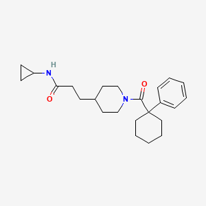 molecular formula C24H34N2O2 B3774493 N-cyclopropyl-3-{1-[(1-phenylcyclohexyl)carbonyl]-4-piperidinyl}propanamide 