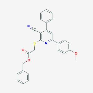 molecular formula C28H22N2O3S B377450 Benzyl {[3-cyano-6-(4-methoxyphenyl)-4-phenyl-2-pyridinyl]sulfanyl}acetate CAS No. 313531-23-6