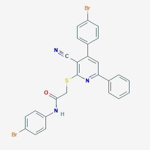 molecular formula C26H17Br2N3OS B377453 N-(4-bromophenyl)-2-{[4-(4-bromophenyl)-3-cyano-6-phenylpyridin-2-yl]sulfanyl}acetamide 