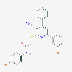 N-(4-bromophenyl)-2-{[6-(3-bromophenyl)-3-cyano-4-phenyl-2-pyridinyl]sulfanyl}acetamide