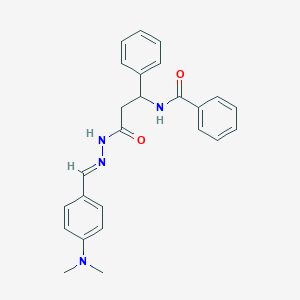 molecular formula C25H26N4O2 B377460 N-(3-{2-[4-(dimethylamino)benzylidene]hydrazino}-3-oxo-1-phenylpropyl)benzamide 