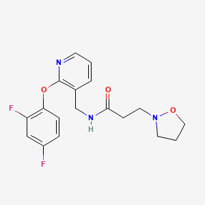 molecular formula C18H19F2N3O3 B3774646 N-{[2-(2,4-difluorophenoxy)-3-pyridinyl]methyl}-3-(2-isoxazolidinyl)propanamide 