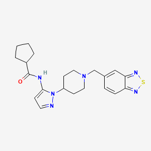 molecular formula C21H26N6OS B3774687 N-[2-[1-(2,1,3-benzothiadiazol-5-ylmethyl)piperidin-4-yl]pyrazol-3-yl]cyclopentanecarboxamide 