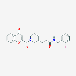 molecular formula C25H25FN2O4 B3774695 N-(2-fluorobenzyl)-3-{1-[(4-oxo-4H-chromen-2-yl)carbonyl]-3-piperidinyl}propanamide 