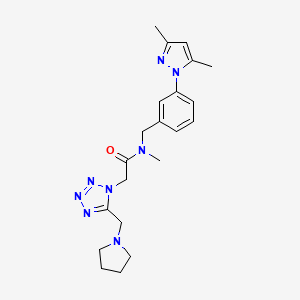 molecular formula C21H28N8O B3774702 N-[3-(3,5-dimethyl-1H-pyrazol-1-yl)benzyl]-N-methyl-2-[5-(1-pyrrolidinylmethyl)-1H-tetrazol-1-yl]acetamide 