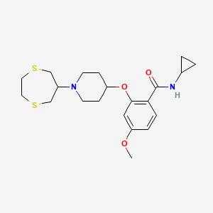 molecular formula C21H30N2O3S2 B3774808 N-cyclopropyl-2-{[1-(1,4-dithiepan-6-yl)-4-piperidinyl]oxy}-4-methoxybenzamide 